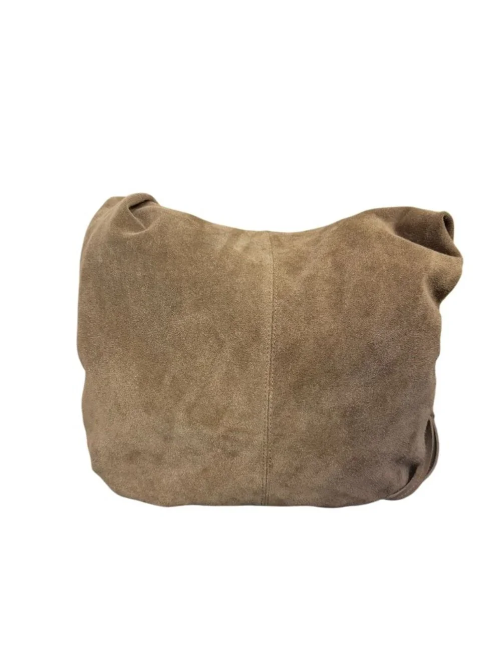 Marlon Brown Suede Hobo Bag With Gold Ring Accents